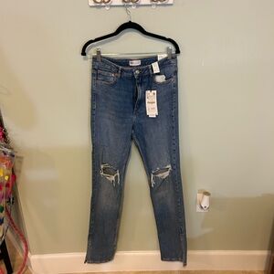 NWT Zara Split Skinny Distressed Jeans, Sz 10